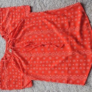 Red Geometric Pattern Blouse